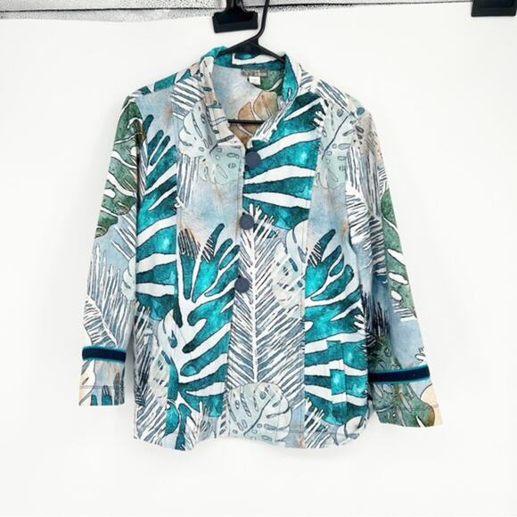 Art Simply by Dolcezza Art to Wear Tropical Print Jacket Size Large - Picture 1 of 7